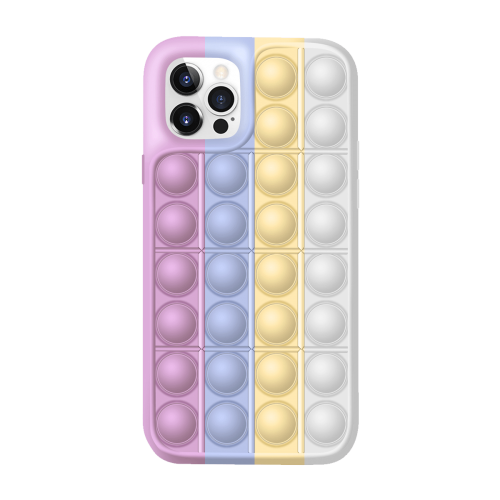 iPhone 7P 7 Plus Colorful Bubble Soft Rainbow Silicon Pop It Phone Case (SWQ) Light pink, blue, yellow, white