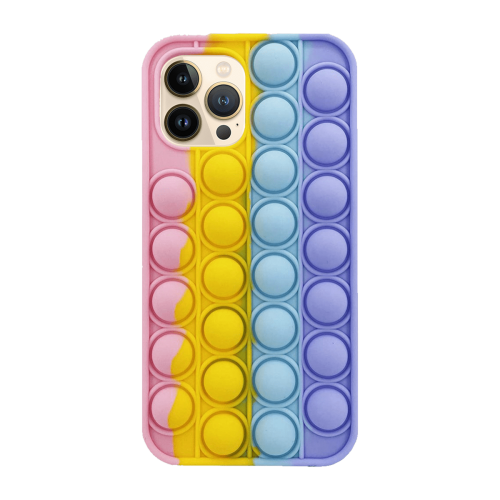 [M0410090039] Samsung S21 Colorful Bubble Soft Rainbow Silicon Pop It Phone Case (SWQ) Bright pink, yellow, blue, purple