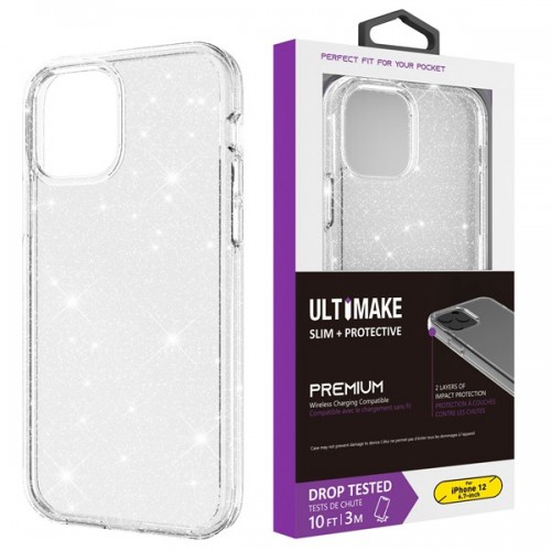 [M0650090015] iPhone 6/7/8/SE Glitter Fluorescent Colors ShockProof Phone Case (Ultimake) Transparent